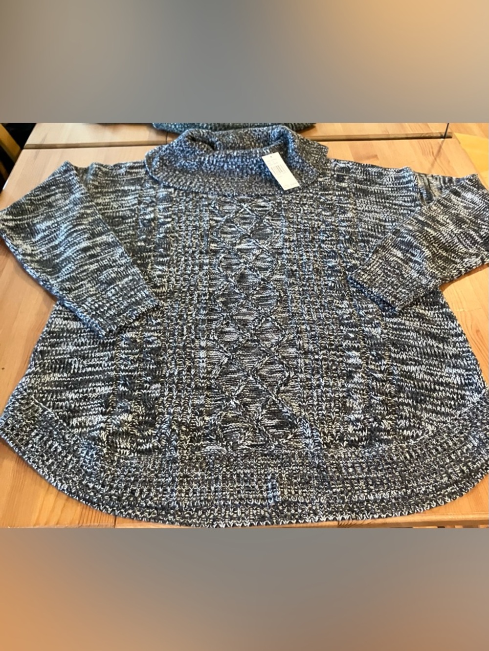 NWT Jason Maxwell Turtleneck Cable Knit Sweater Black & White SZ XL style 171975